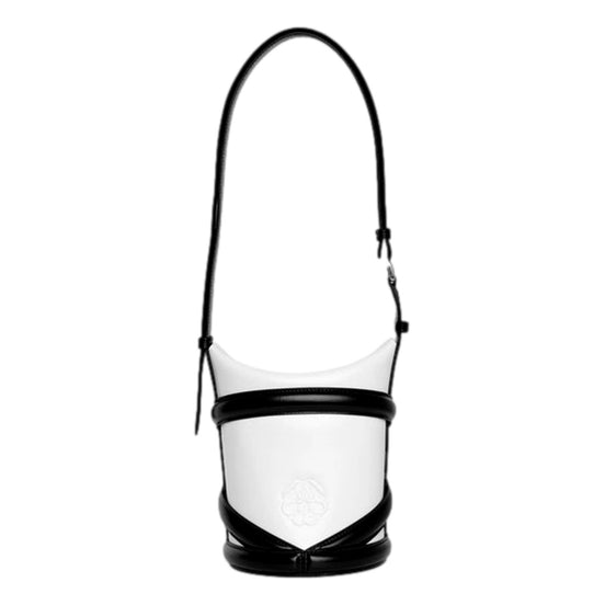 Alexander McQueen Curve Soft Ivory Black Calfskin Bucket Bag