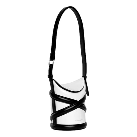 Alexander McQueen Curve Soft Ivory Black Calfskin Bucket Bag