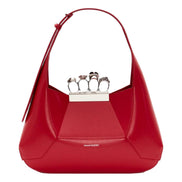 Alexander McQueen The Jewelled Hobo Bag in Red Leather with Silver Knuckle sold at Queen Bee of Beverly Hills
