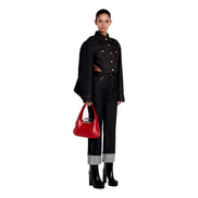 Alexander McQueen The Jewelled Hobo Bag in Red Leather with Silver Knuckle sold at Queen Bee of Beverly Hills