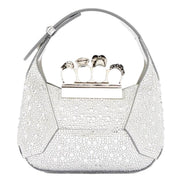 Alexander McQueen Crystal Jewelled Shoulder Bag Silver Skull Knuckle