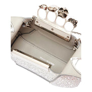 Alexander McQueen Crystal Jewelled Shoulder Bag Silver Skull Knuckle