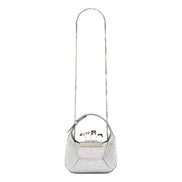 Alexander McQueen Crystal Jewelled Shoulder Bag Silver Skull Knuckle