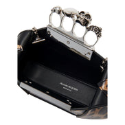 Alexander McQueen Leopard Print Jewelled Shoulder Bag Skull Knuckle