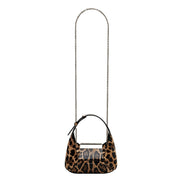 Alexander McQueen Leopard Print Jewelled Shoulder Bag Skull Knuckle
