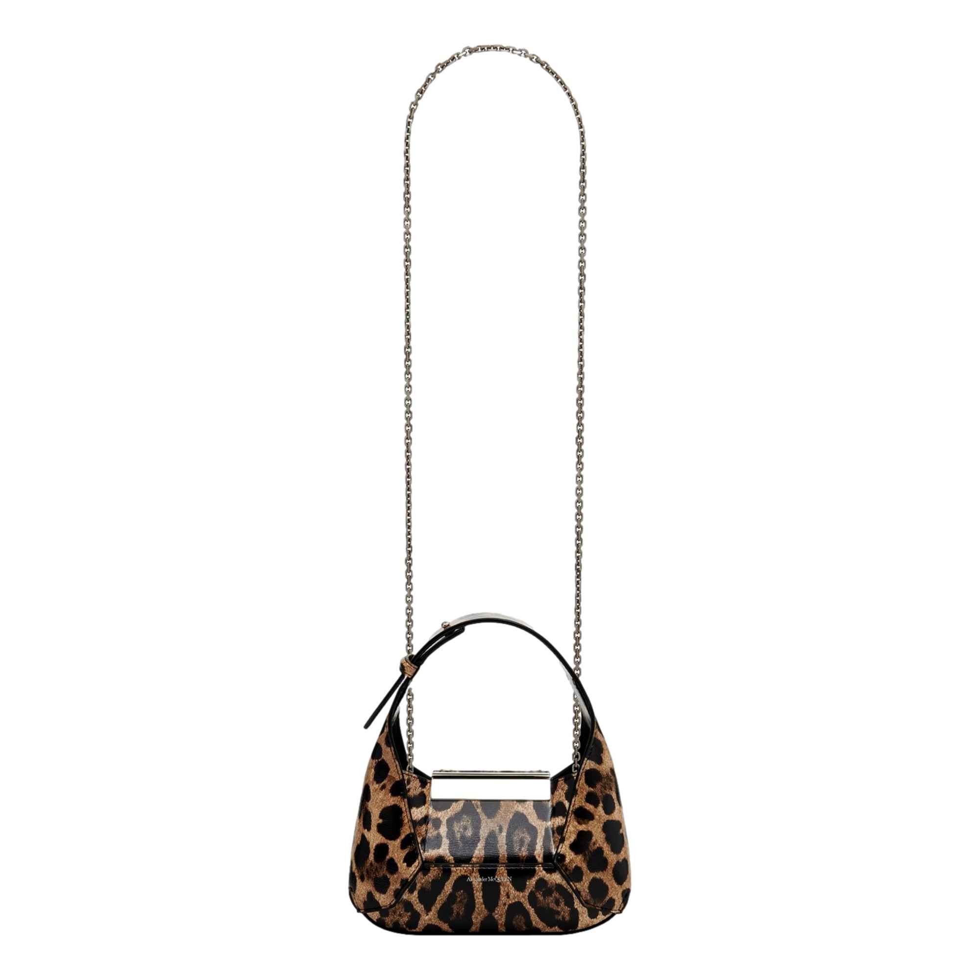 Alexander McQueen Leopard Print Jewelled Shoulder Bag Skull Knuckle
