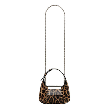 Alexander McQueen Leopard Print Jewelled Shoulder Bag Skull Knuckle