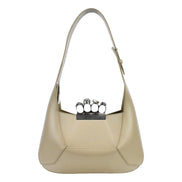 Alexander McQueen The Jewelled Leather Shoulder Bag Beige Skull Ring Handle