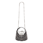 Alexander McQueen Crystal Jewelled Hobo Bag Black Skull Knuckle Handle
