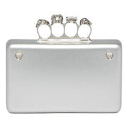 Alexander McQueen The Knuckle Silver Leather Zip Around Crossbody Bag