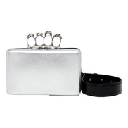 Alexander McQueen The Knuckle Silver Leather Zip Around Crossbody Bag