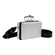 Alexander McQueen The Knuckle Silver Leather Zip Around Crossbody Bag