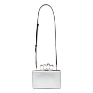 Alexander McQueen The Knuckle Silver Leather Zip Around Crossbody Bag