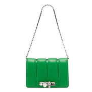 Alexander McQueen The Slash Skull Ring Clutch Handbag Bright Green
