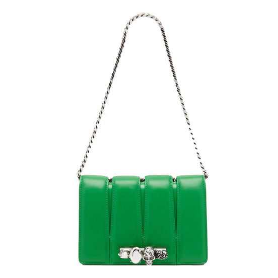 Alexander McQueen The Slash Skull Ring Clutch Handbag Bright Green
