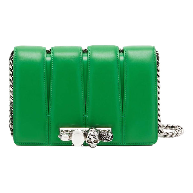 Alexander McQueen The Slash Skull Ring Clutch Handbag Bright Green