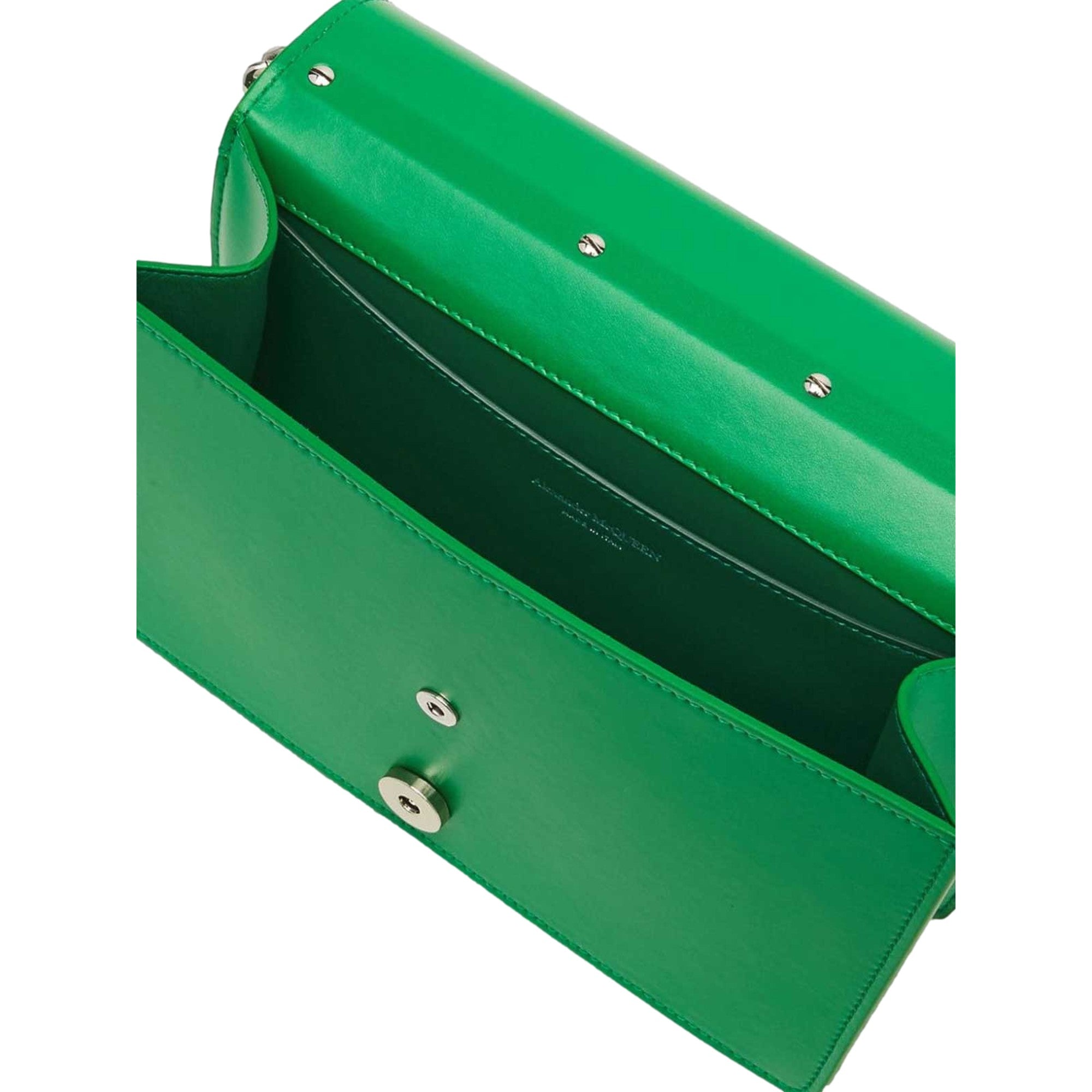 Alexander McQueen The Slash Skull Ring Clutch Handbag Bright Green