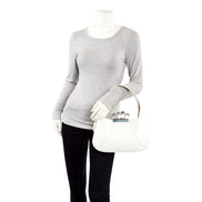 Alexander McQueen The Jewelled Hobo Bag in White Leather with Silver Knuckle