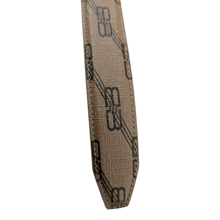 Balenciaga BB Signature Canvas Leather Belt Monogram Beige 75 available at Queen Bee of Beverly Hills