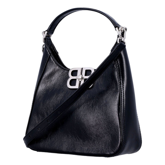 Balenciaga BB Soft Hobo Mini Black Smooth Calfskin Leather Shoulder Crossbody Bag