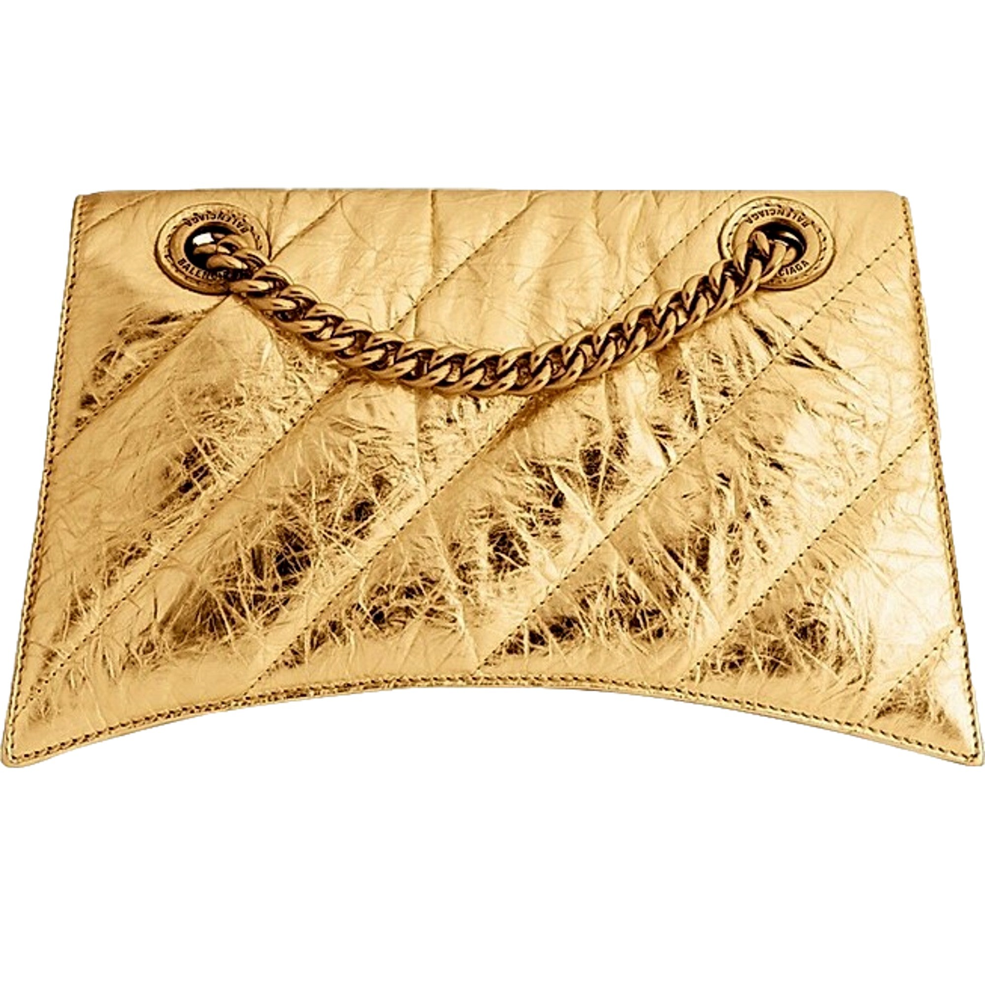 Balenciaga Crush Quilted Leather Metallic Gold Mini Crossbody Bag