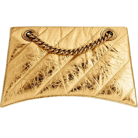 Balenciaga Crush Quilted Leather Metallic Gold Mini Crossbody Bag