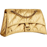 Balenciaga Crush Quilted Leather Metallic Gold Mini Crossbody Bag