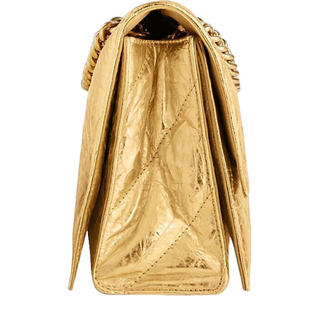 Balenciaga Crush Quilted Leather Metallic Gold Mini Crossbody Bag