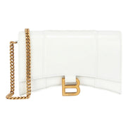 Balenciaga Hourglass White Smooth Calfskin Leather Wallet on Chain Crossbody Bag