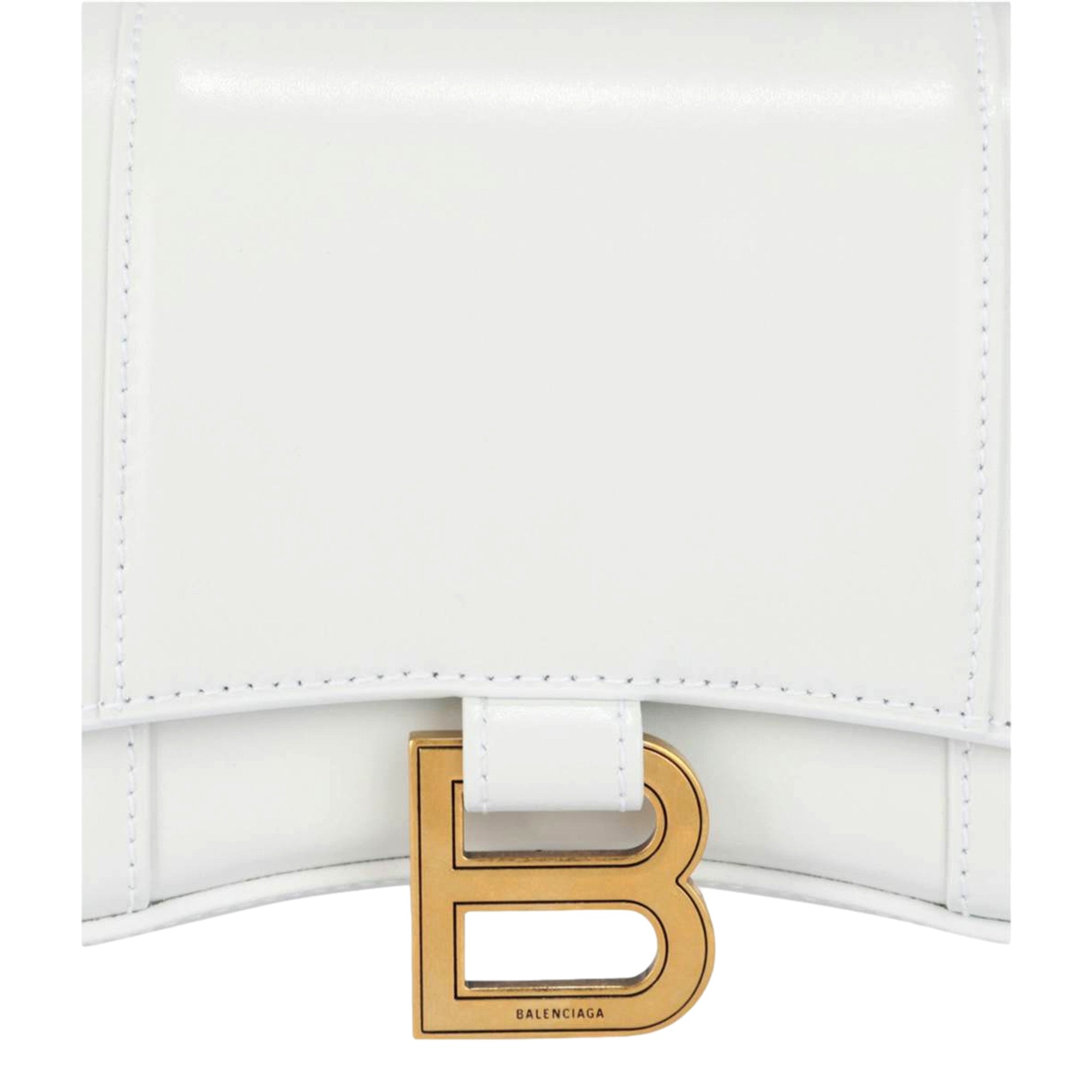 Balenciaga Hourglass White Smooth Calfskin Leather Wallet on Chain Crossbody Bag