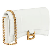 Balenciaga Hourglass White Smooth Calfskin Leather Wallet on Chain Crossbody Bag