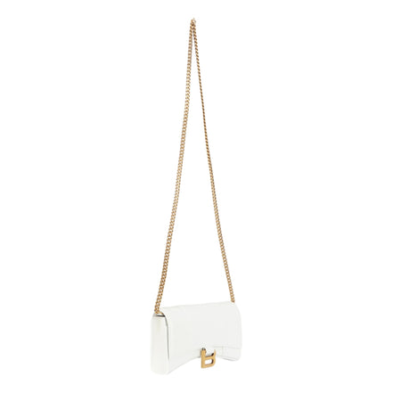 Balenciaga Hourglass White Smooth Calfskin Leather Wallet on Chain Crossbody Bag