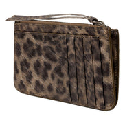 Balenciaga Moto Zipper Card Case Wallet Metallic Gold Cheetah Print