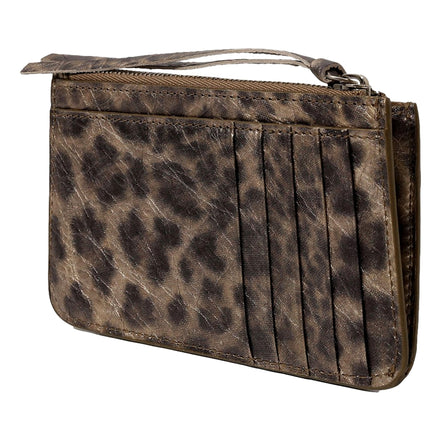 Balenciaga Moto Zipper Card Case Wallet Metallic Gold Cheetah Print