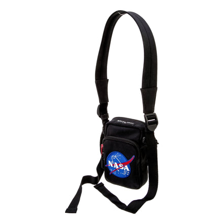 Balenciaga Nasa Logo Phone Holder Crossbody Bag Black Recycled Nylon available at Queen Bee of Beverly Hills