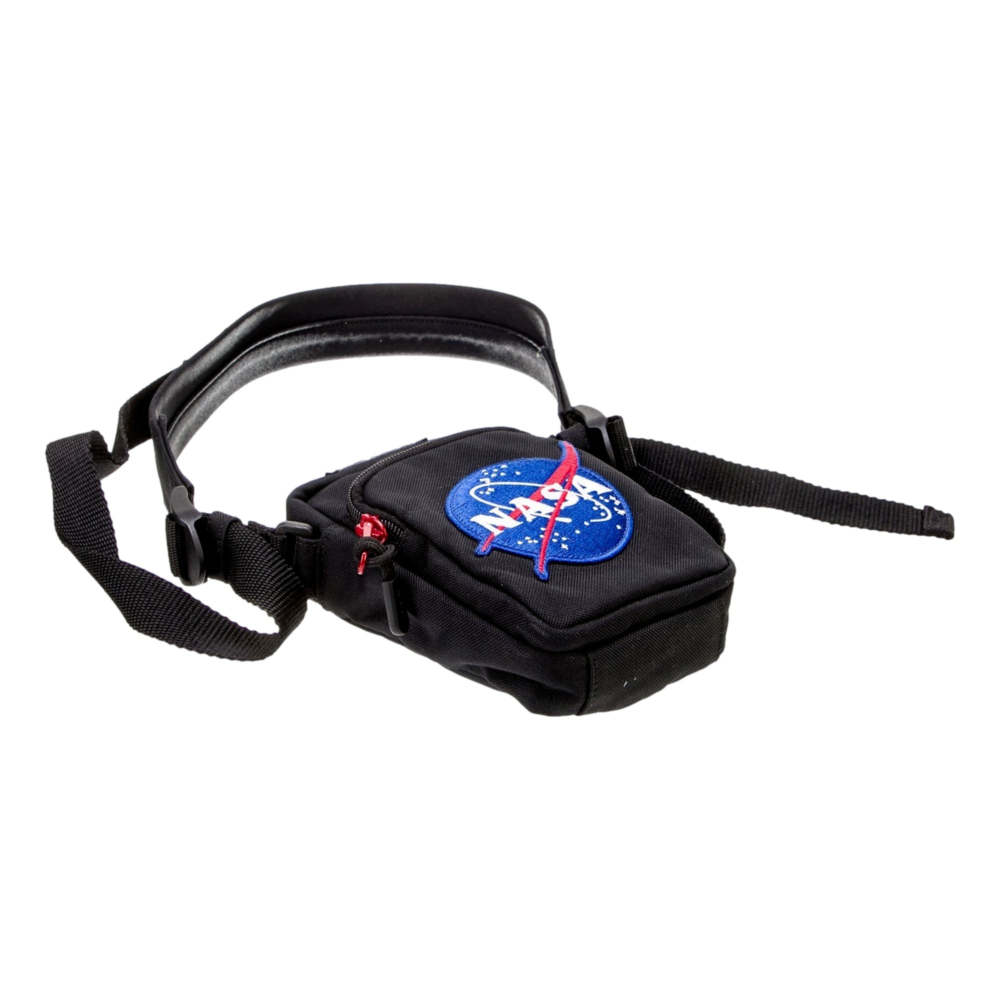 Balenciaga Nasa Logo Phone Holder Crossbody Bag Black Recycled Nylon available at Queen Bee of Beverly Hills