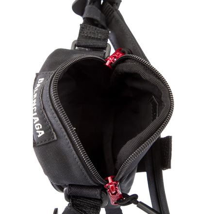 Balenciaga Nasa Logo Phone Holder Crossbody Bag Black Recycled Nylon available at Queen Bee of Beverly Hills