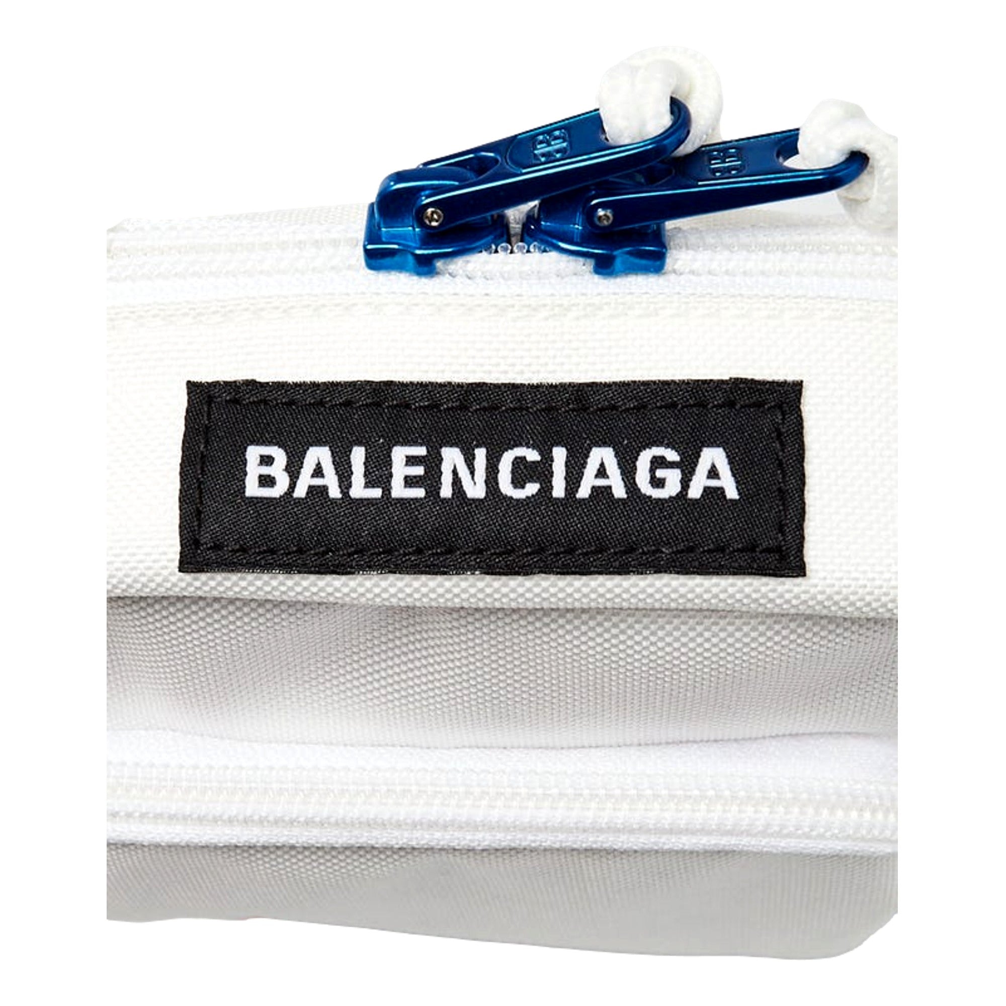 Balenciaga Nasa Logo Phone Holder Crossbody Bag White Recycled Nylon available at Queen Bee of Beverly Hills