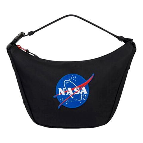 Balenciaga Nasa Logo Sling Shoulder Crossbody Bag Black Recycled Nylon available at Queen Bee of Beverly Hills