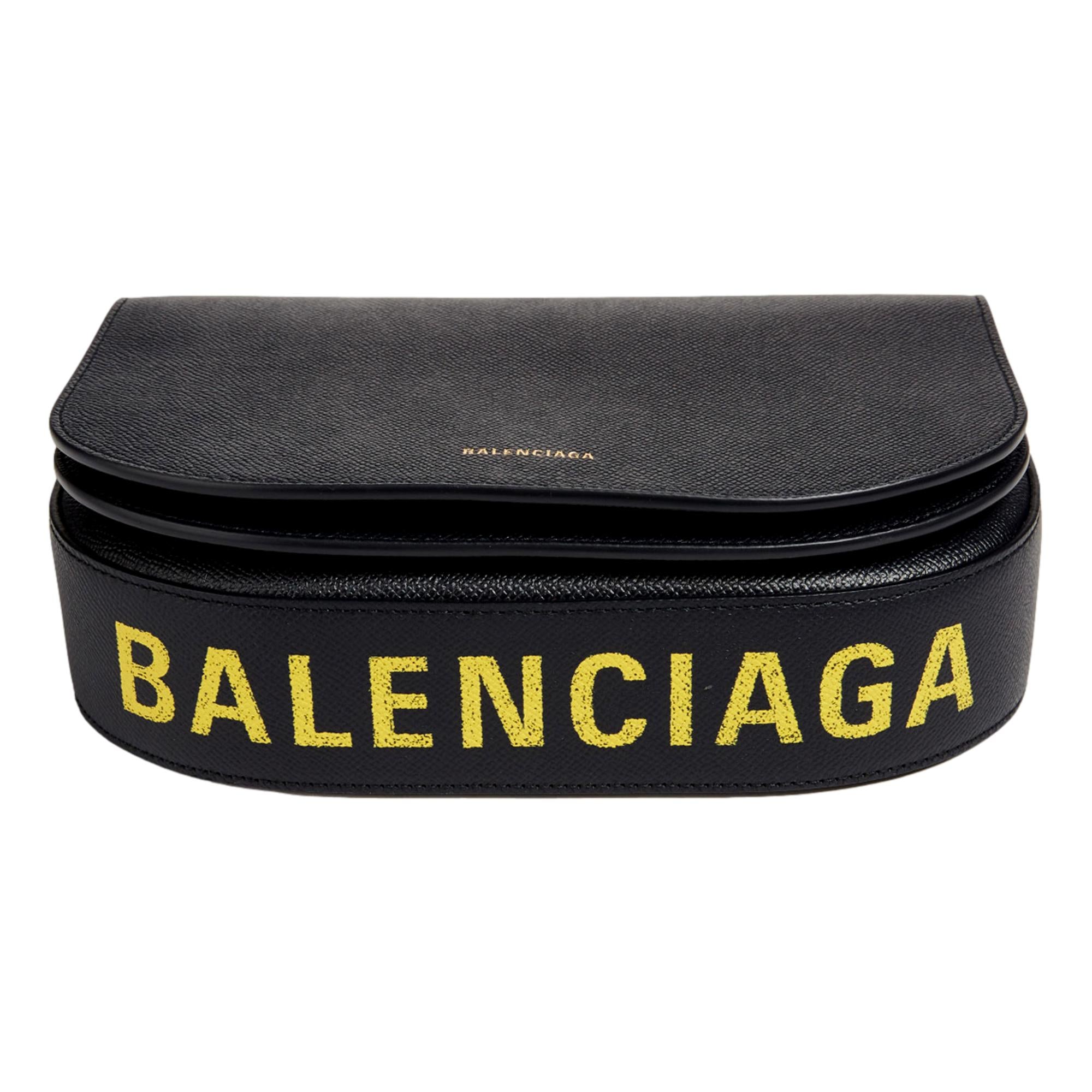 Balenciaga Ville Day Navy Grained Leather Shoulder Bag available at Queen Bee of Beverly Hills