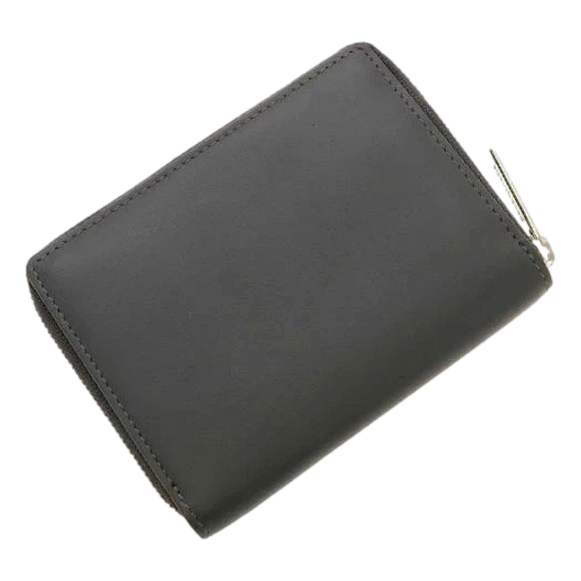 Balenciaga Leather Zip Around Coin Case Wallet Gray