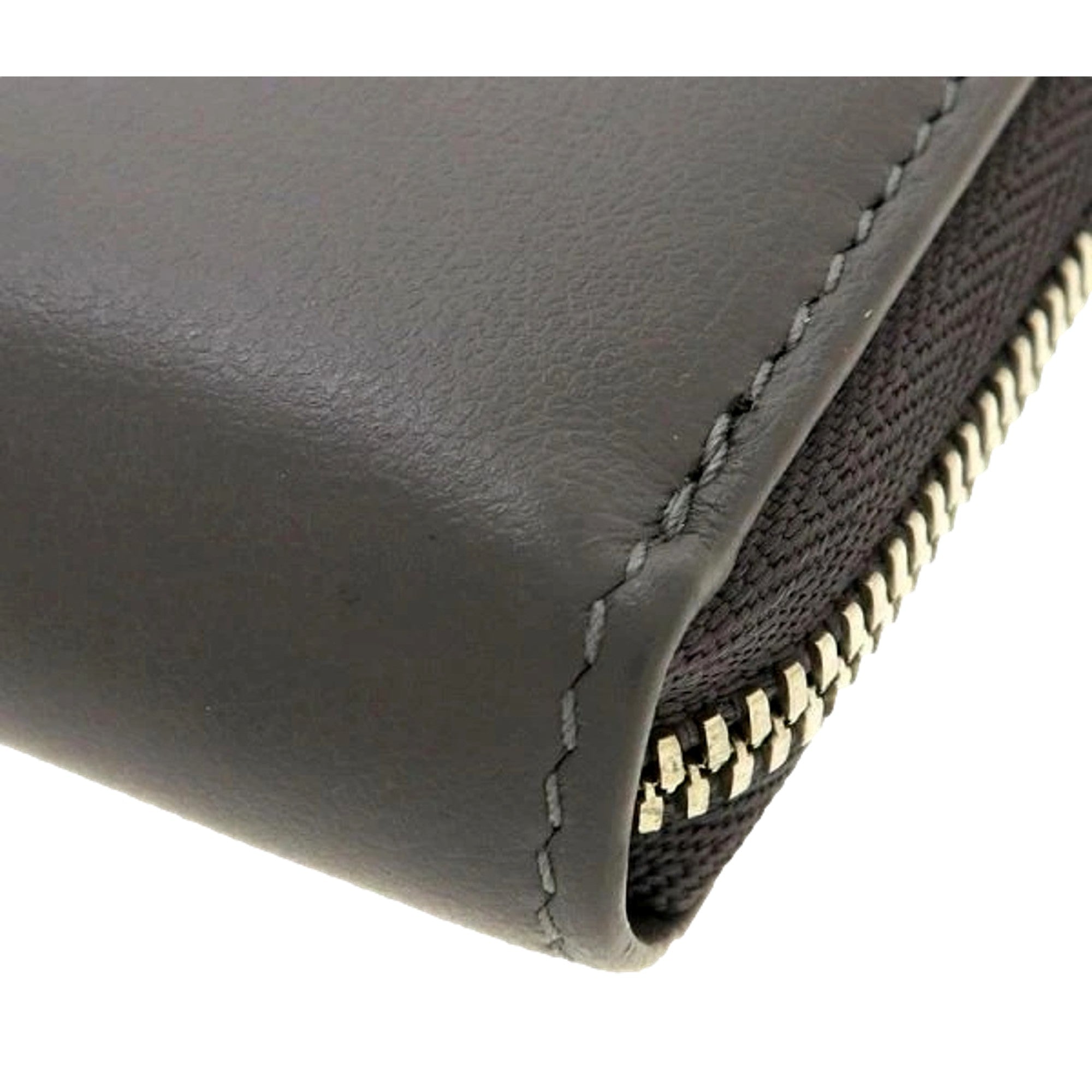 Balenciaga Leather Zip Around Coin Case Wallet Gray