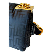 Balmain 1945 Nylon Monogram Flap Crossbody Shoulder Bag Black Small available at Queen Bee of Beverly Hills