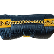 Balmain 1945 Nylon Monogram Flap Crossbody Shoulder Bag Black Small available at Queen Bee of Beverly Hills