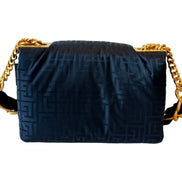 Balmain 1945 Nylon Monogram Flap Crossbody Shoulder Bag Black Small available at Queen Bee of Beverly Hills
