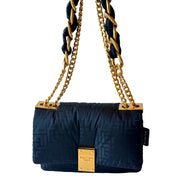 Balmain 1945 Nylon Monogram Flap Crossbody Shoulder Bag Black Small available at Queen Bee of Beverly Hills