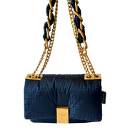 Balmain 1945 Nylon Monogram Flap Crossbody Shoulder Bag Black Small available at Queen Bee of Beverly Hills