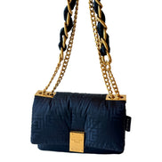 Balmain 1945 Nylon Monogram Flap Crossbody Shoulder Bag Black Small available at Queen Bee of Beverly Hills
