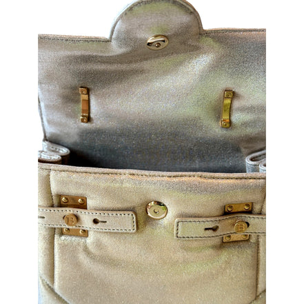 Balmain B-Buzz 23 Metallic Gold Tote Crossbody Shoulder Bag Calf Leather available at Queen Bee of Beverly Hills