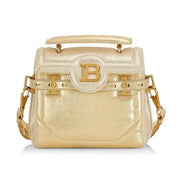 Balmain B-Buzz 23 Metallic Gold Tote Crossbody Shoulder Bag Calf Leather available at Queen Bee of Beverly Hills